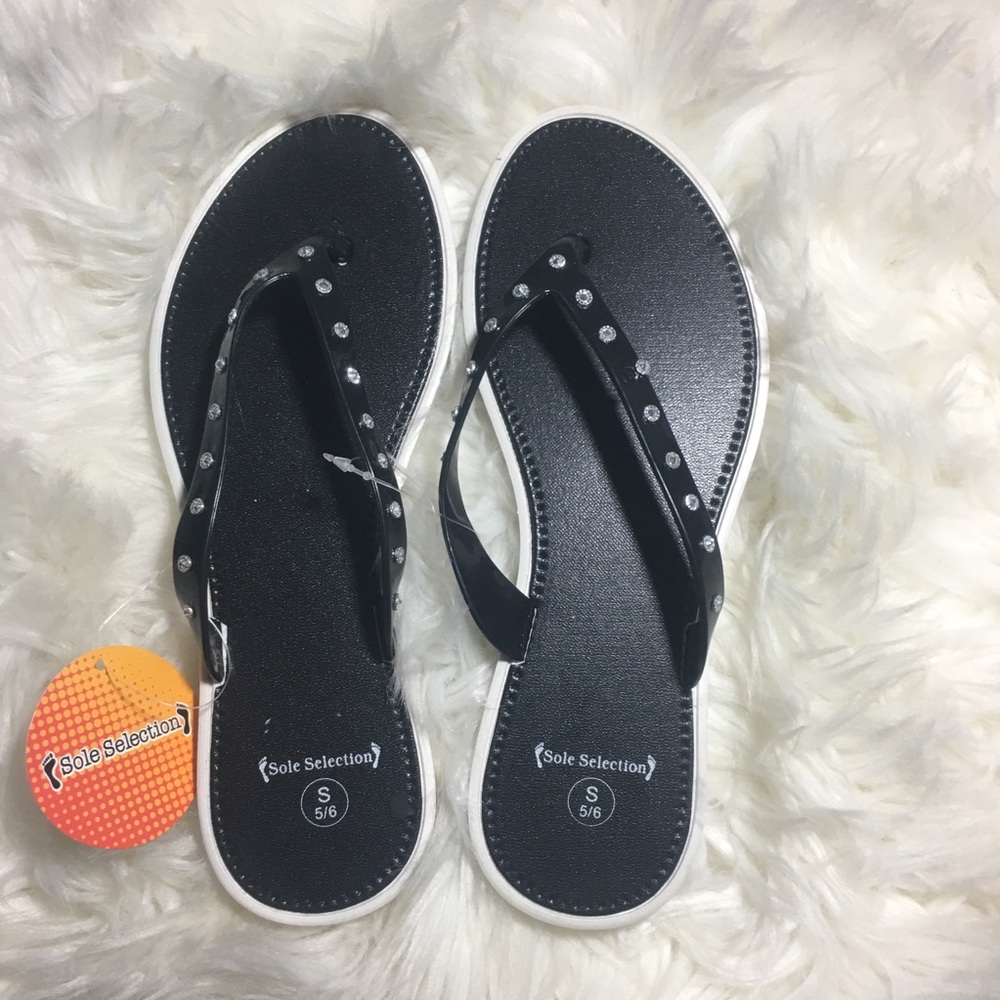 Sole selection sandals black and silver diamonds
